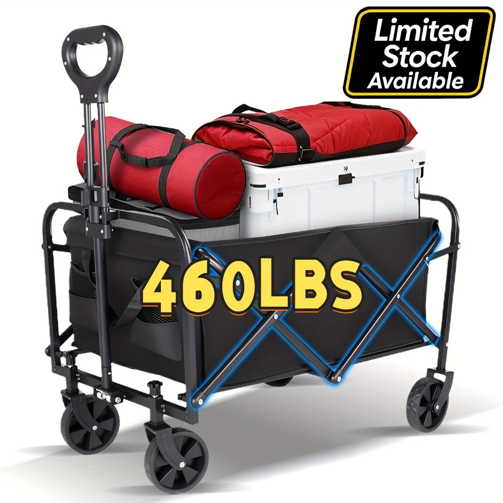 Sports Equipment Trolley - รถเข็นพับได้สำหรับงานหนัก รถเข็นสัตว์เลี้ยงทุกพื้นผิว โครงอะลูมิเนียม ล้อขนาดใหญ่ สำหรับตั้งแคมป์และช้อปปิ้ง