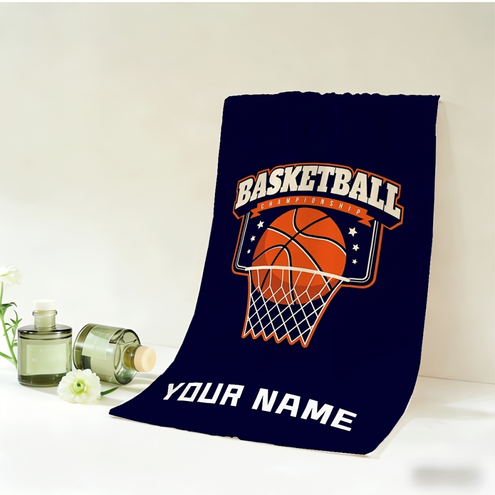 Sports Equipment At Home - ผ้าขนหนูบาสเก็ตบอลและผ้าเช็ดมือ 2 ชิ้น พร้อมชื่อ/ข้อความ เหมาะสำหรับ กีฬา
