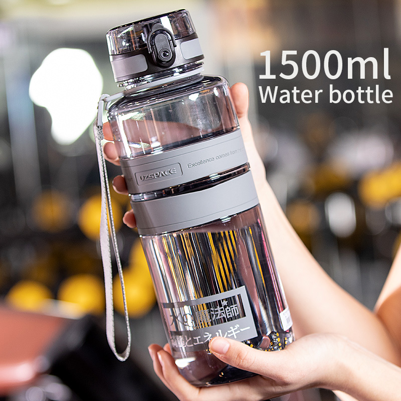 Sports Equipment Photos - ขวดน้ำกันรั่วแบบไม่มี UZSPACE-BPA ขวดน้ำขนาดใหญ่สำหรับยิมฟิตเนสหรือกีฬากลางแจ้งขนาด1ลิตร