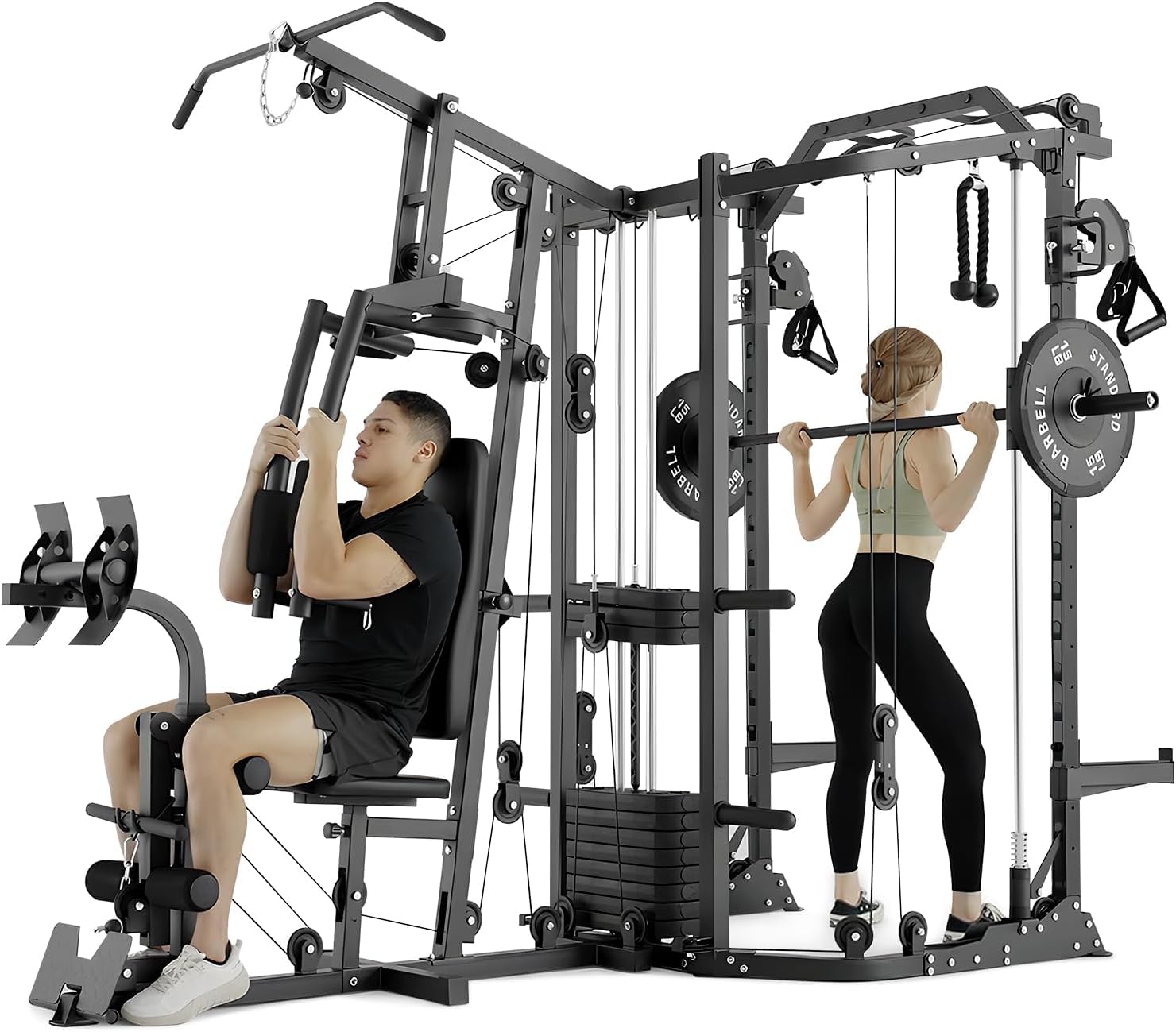 Sports Equipment At Home - เครื่องออกกำลังกายแบบ Dual-Station SmithΔ Power Cage, สถานีออกกำลังกายแบบ