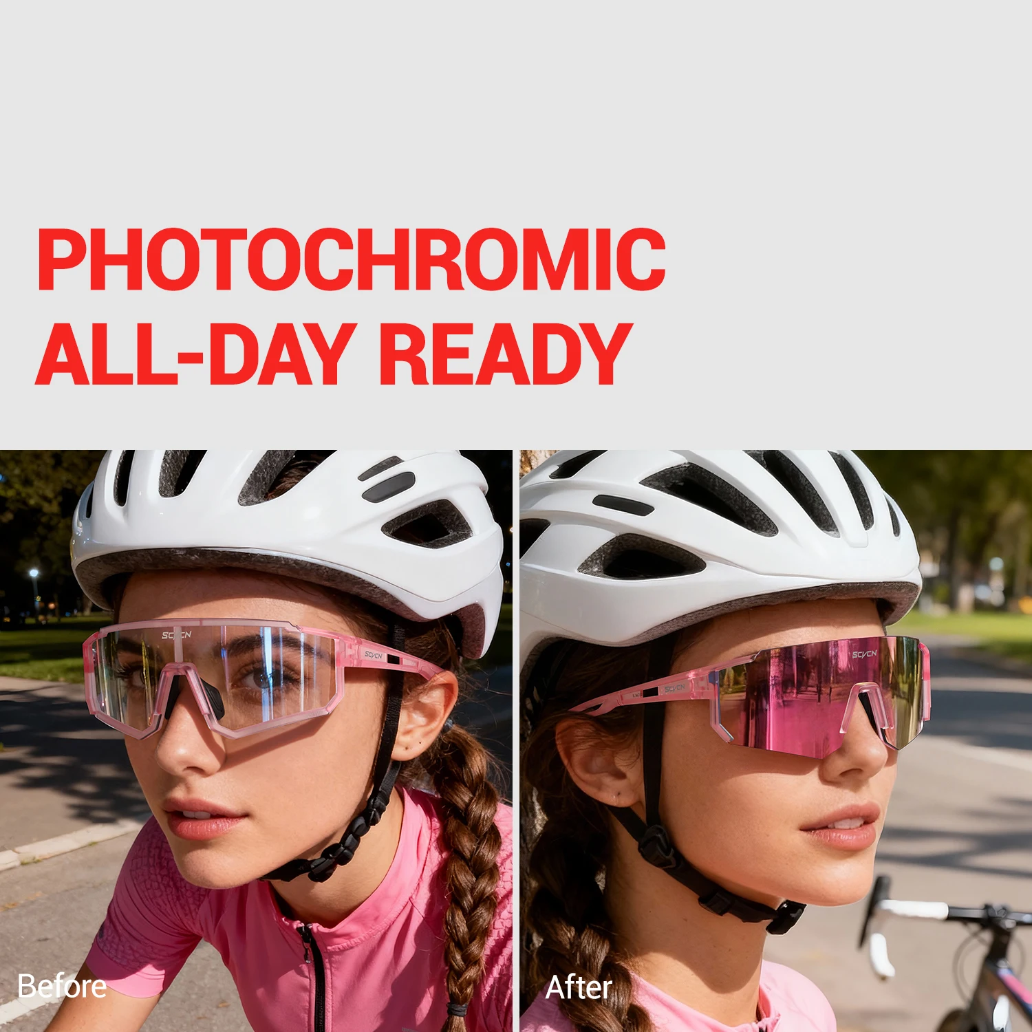 แว่นตาปั่นจักรยานสีชมพูสำหรับผ - Sports Equipment Photos บทวิจารณ์และราคา